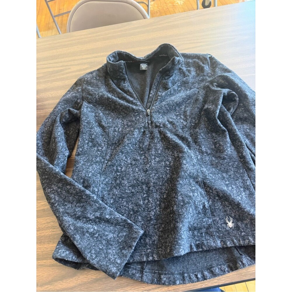 Spyder Black Heathered Quarter-Zip Fleece Pullover